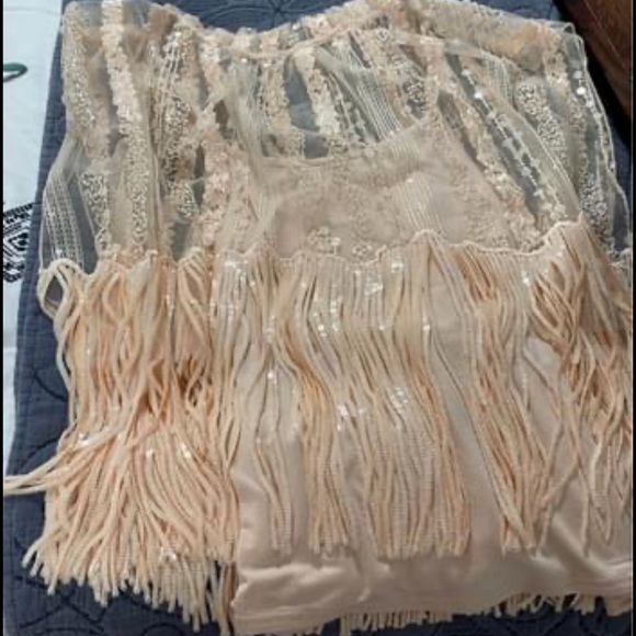 Size S women’s embellished peach colored blouse. - Picture 2 of 5